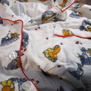 New Disney Lady & the Tramp Flannel Pajama set Size 3XL White & Red Piping